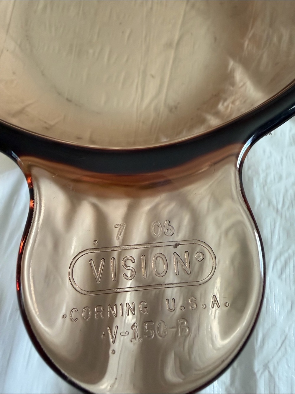 Corningware Vision Amber Brown Glass Saucepan Handle